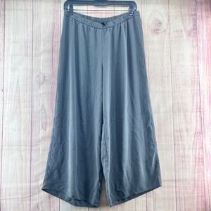 Eileen Fisher Gray Silk Wide Leg Cropped Pants M M